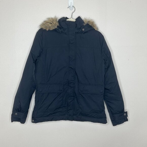 COLUMBIA Women's Black Puffer Down Jacket Detachable Faux-Fur Hood S - Picture 11 of 11